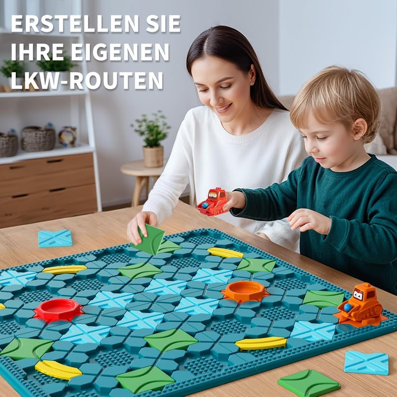 Logisches Straßenbauer-Spielbrett für Kinder 4-8 Jahre, 56 x 56 cm