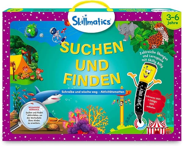 Skillmatics Lernspiel - Suchen und Finden für Kinder 3-6 Jahre, wiederverwendbare Aktivitätsmatten