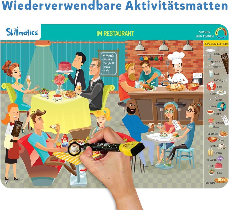 Skillmatics Lernspiel - Suchen und Finden für Kinder 3-6 Jahre, wiederverwendbare Aktivitätsmatten
