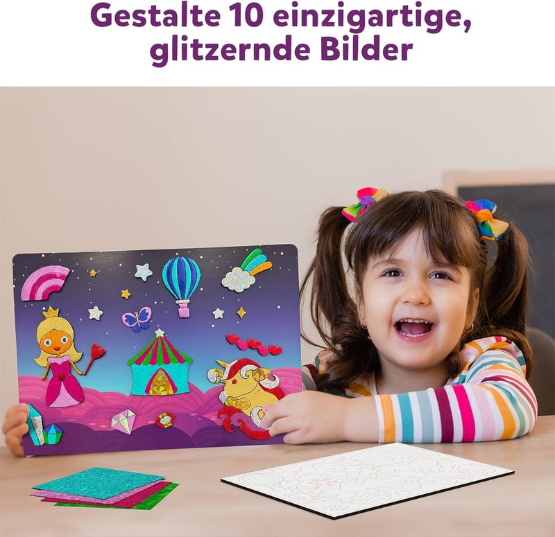 Folienspaß Einhörner und Prinzessinnen - Bastelset für Kinder 4-9 Jahre
