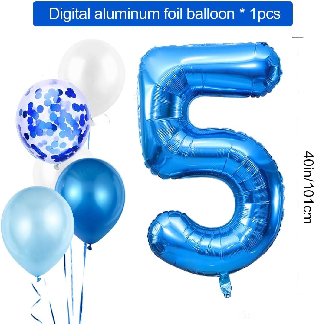 Blauer Folienballon Zahl 5 – Geburtstag Deko für Jungen