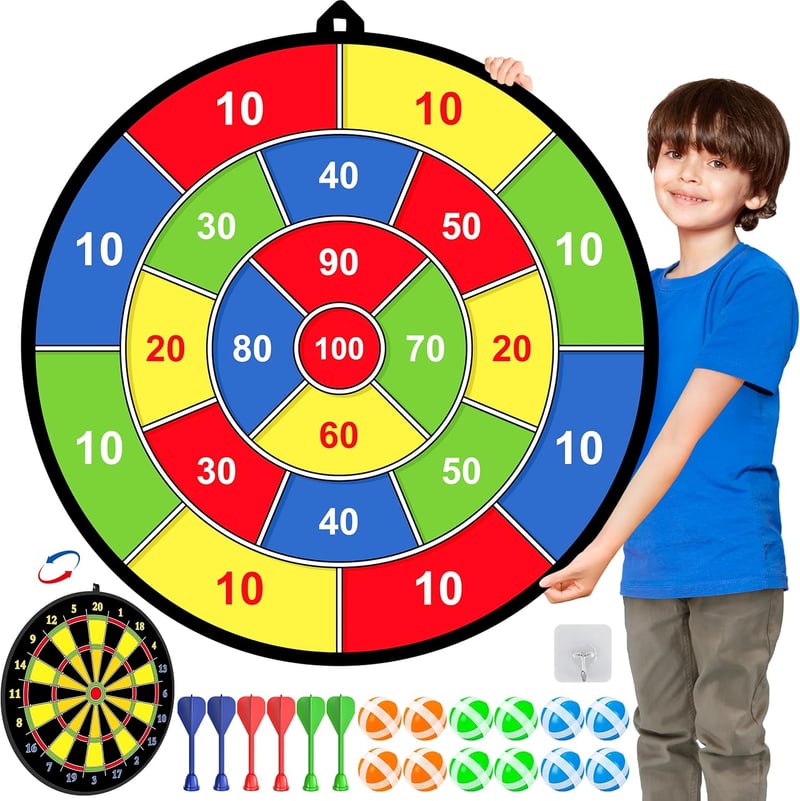 Doppelseitige Dartscheibe mit 12 klebrigen Bällen – Spielzeug für Kinder 3-12 Jahre