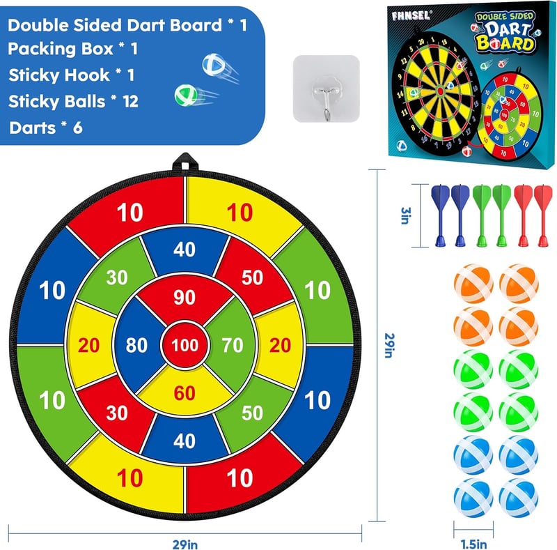 Doppelseitige Dartscheibe mit 12 klebrigen Bällen – Spielzeug für Kinder 3-12 Jahre