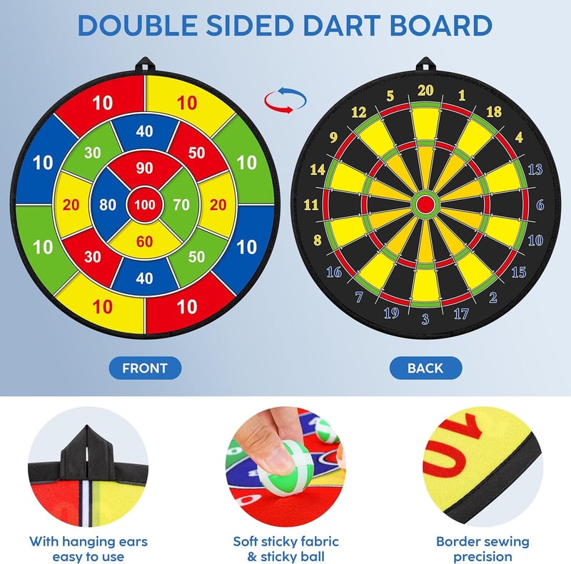 Doppelseitige Dartscheibe mit 12 klebrigen Bällen – Spielzeug für Kinder 3-12 Jahre