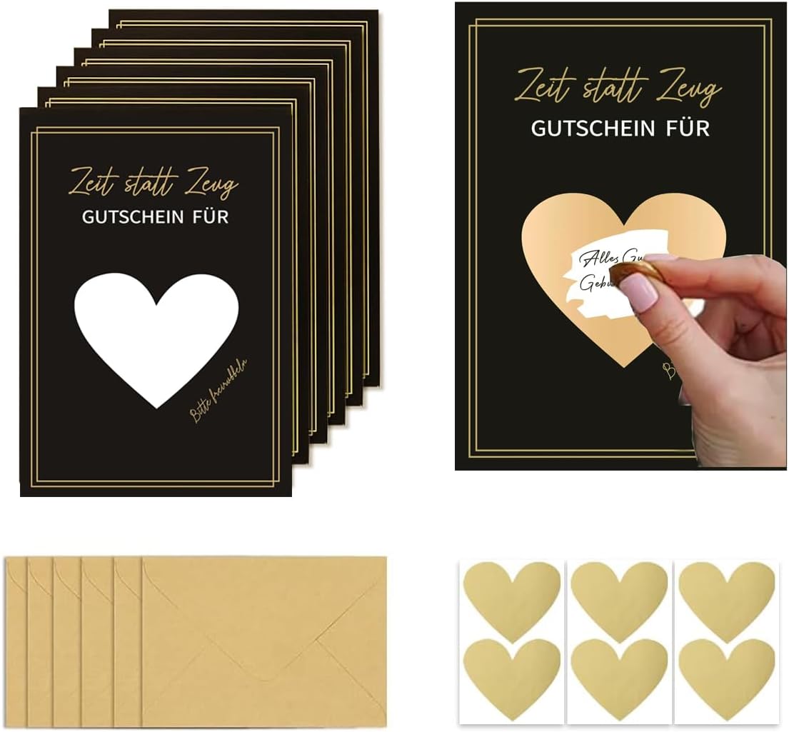 Rubbelkarten-Set mit Umschlägen - Geschenk-Gutschein für jeden Anlass