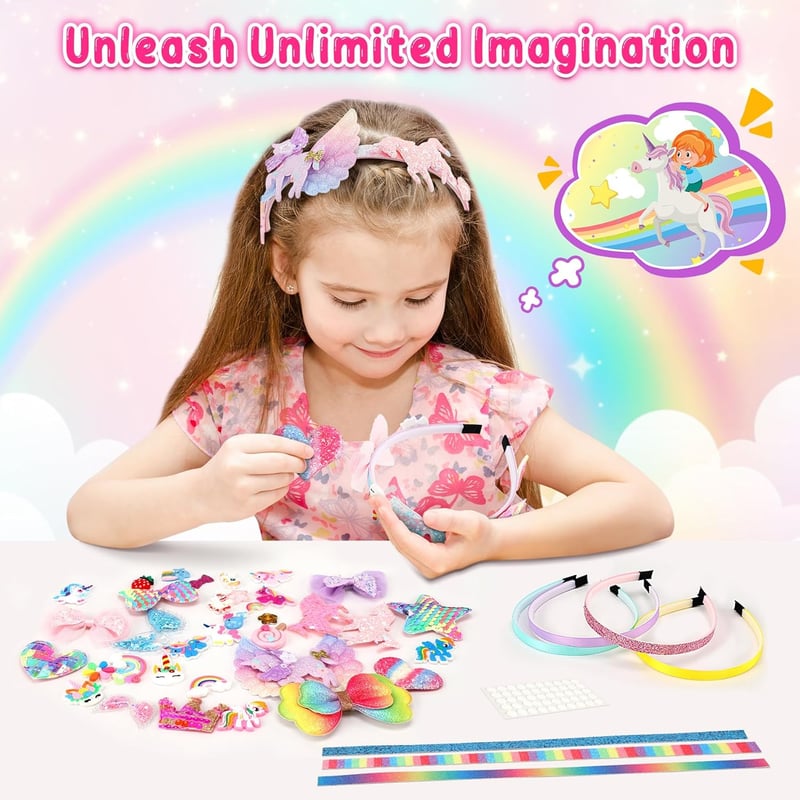 Einhorn Haarreifen Bastelset für Mädchen 4-8 Jahre | Geburtstagsgeschenk