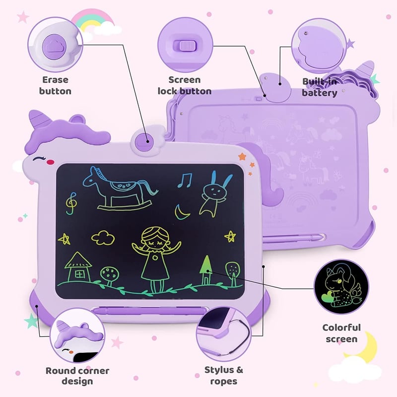Einhorn LCD-Schreibtafel für Mädchen – Lernspielzeug, Geburtstag 3-8 Jahre