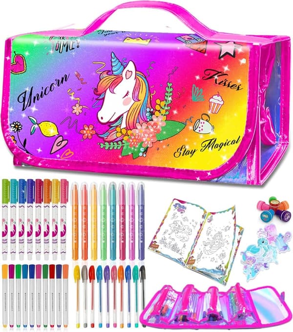 Einhorn Spielzeug für Mädchen, Filz- und Glitzerstifte, 4-7 Jahre