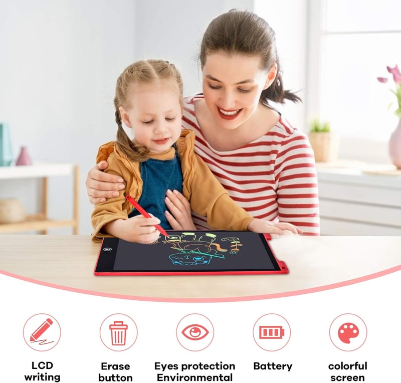 12 Zoll LCD Schreibtafel für Mädchen (3-12 Jahre) - Buntes Grafiktablet