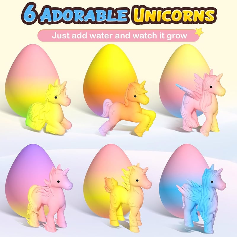 Einhorn Regenbogeneier für Kinder - 6er Pack Geburtstagsgeschenke ab 3 Jahren