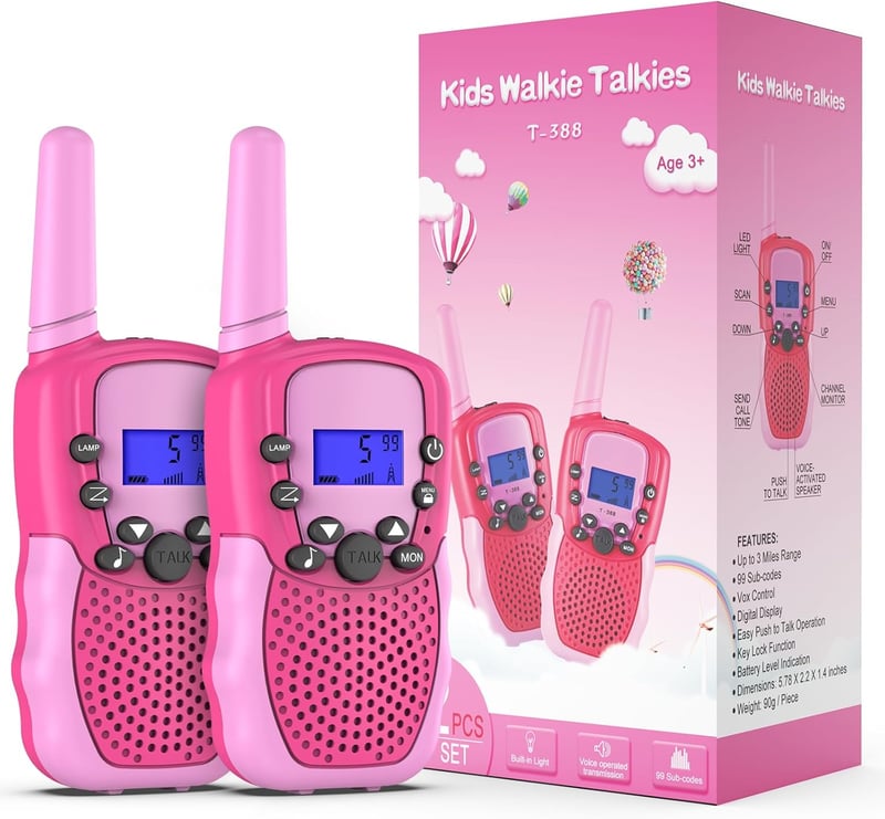 Walkie Talkies für Kinder 3-12 Jahre mit VOX und LED Taschenlampe