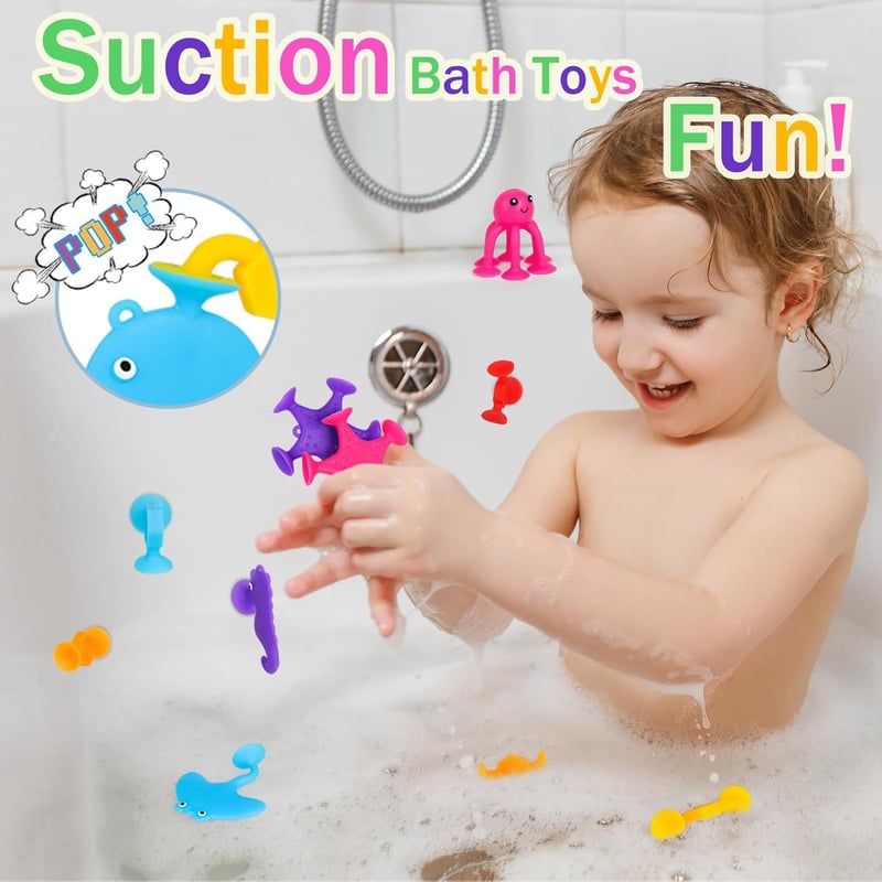Silikon Saugnapf Spielzeugset für Baby und Kinder ab 3 Jahren