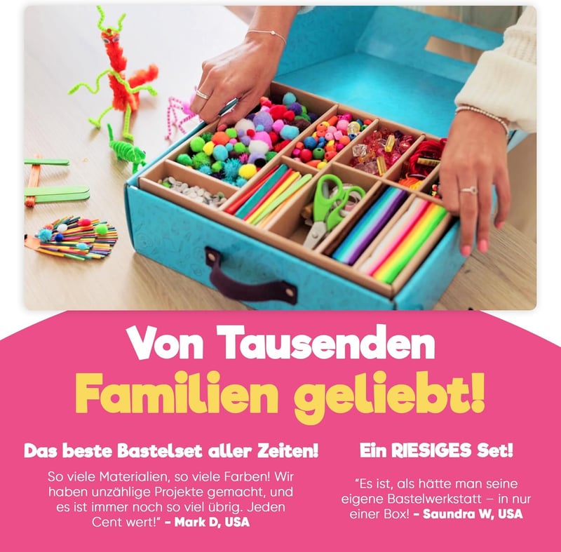 Bastelset für Kinder ab 4 Jahren - 3000 Teile Deluxe Bastelbox