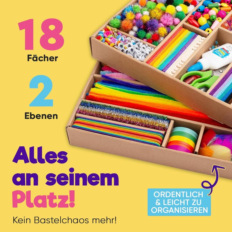 Bastelset für Kinder ab 4 Jahren - 3000 Teile Deluxe Bastelbox