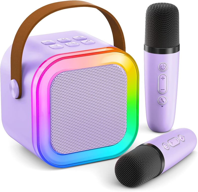 Karaoke Maschine für Kinder – IROO Mini mit 2 Mikrofonen & LED-Lichtern