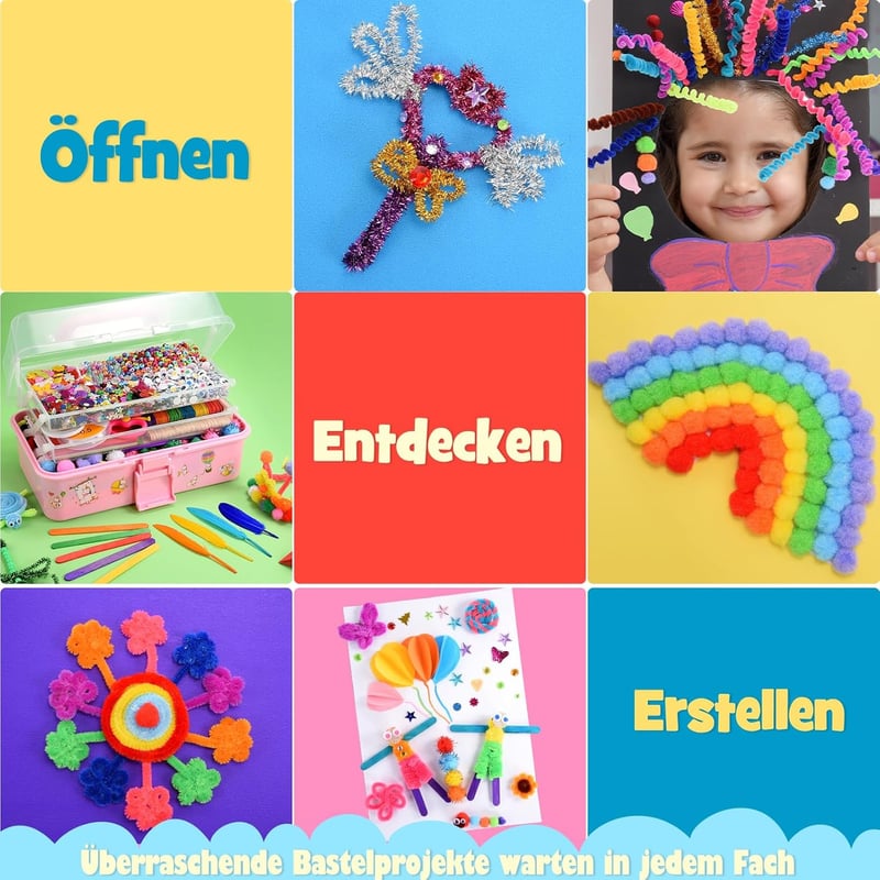 Einhorn Bastelset für Mädchen ab 3 Jahren – 4000+ Teile, inkl. Sticker, Pfeifenreiniger & Pompons