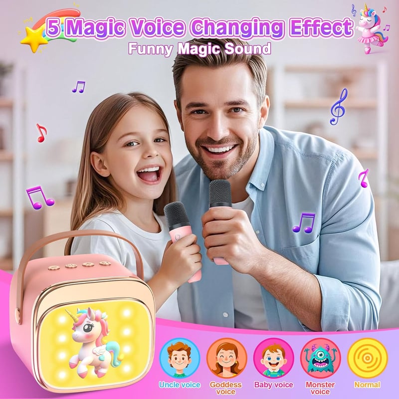 LUVTOY Karaoke Maschine mit 2 Mikrofonen für Mädchen 3-12 Jahre