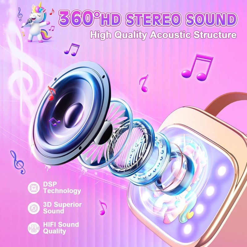 LUVTOY Karaoke Maschine mit 2 Mikrofonen für Mädchen 3-12 Jahre