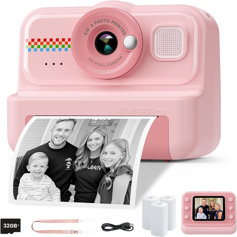 HiMont 1080P Sofortbildkamera für Kinder mit 32GB Karte und Druckpapier