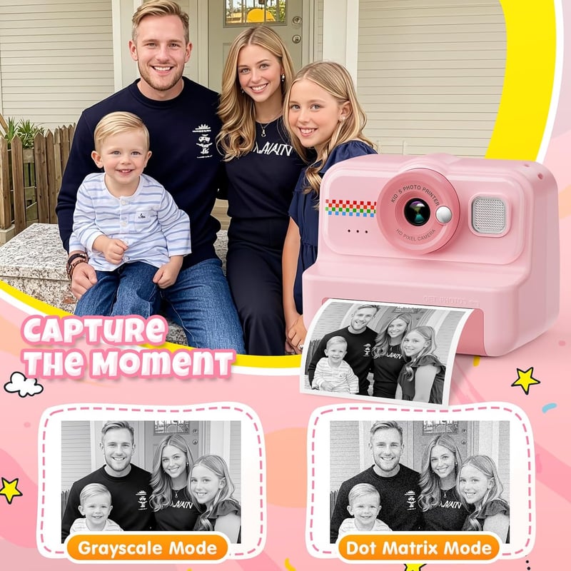 HiMont 1080P Sofortbildkamera für Kinder mit 32GB Karte und Druckpapier