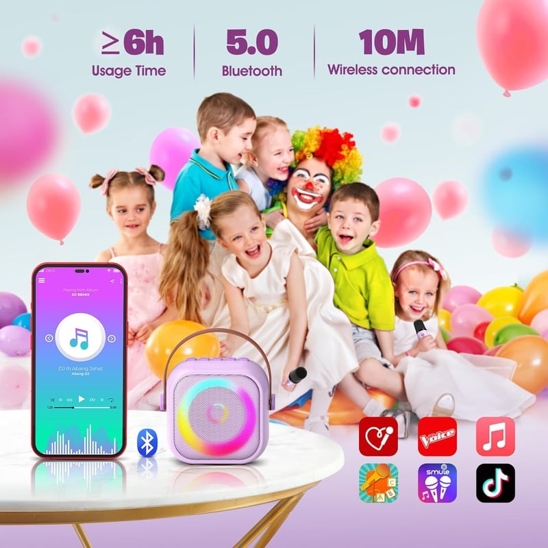 Bluetooth Karaoke Maschine für Mädchen 3-10 Jahre - Drahtloses Spielzeug