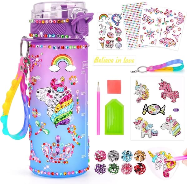 Einhorn Trinkflasche und Bastelset für Mädchen 4-12 Jahre