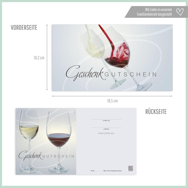 Geschenkgutschein-Set für Wein- und Getränkehandel, 10 blanko Gutscheine