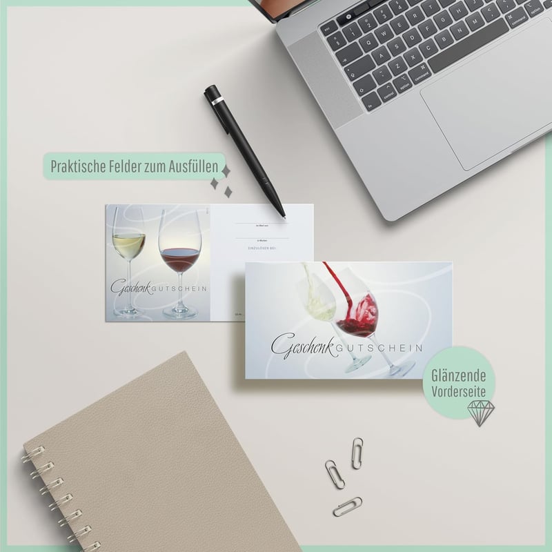 Geschenkgutschein-Set für Wein- und Getränkehandel, 10 blanko Gutscheine