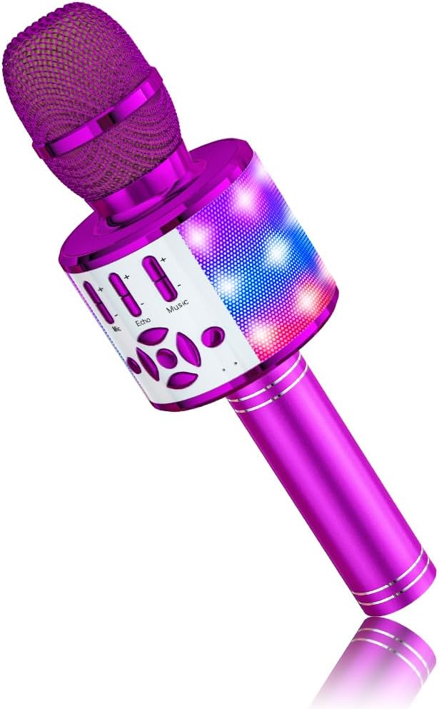 Bluetooth Karaoke Mikrofon für Kinder 5-10 Jahre, lila