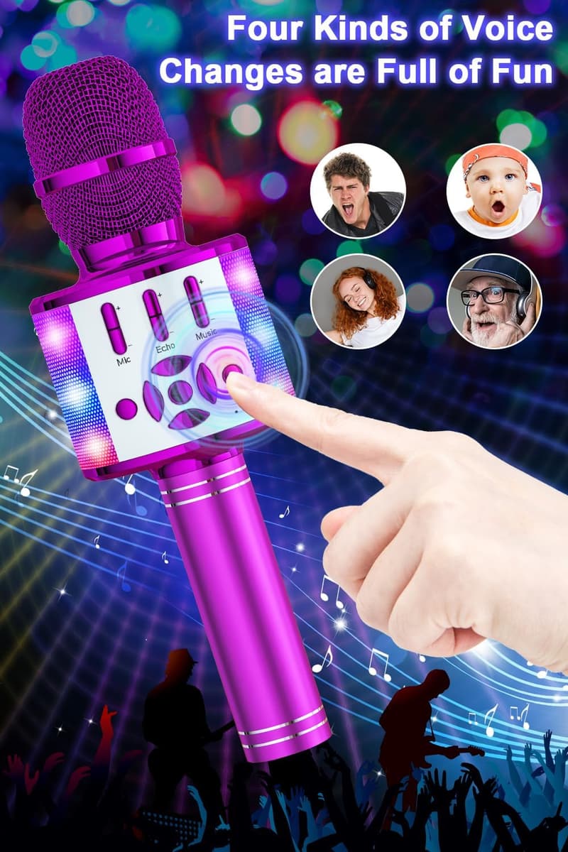Bluetooth Karaoke Mikrofon für Kinder 5-10 Jahre, lila