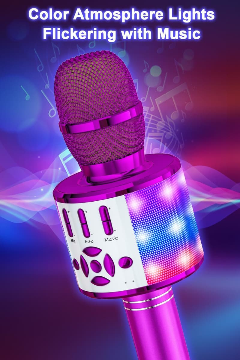 Bluetooth Karaoke Mikrofon für Kinder 5-10 Jahre, lila