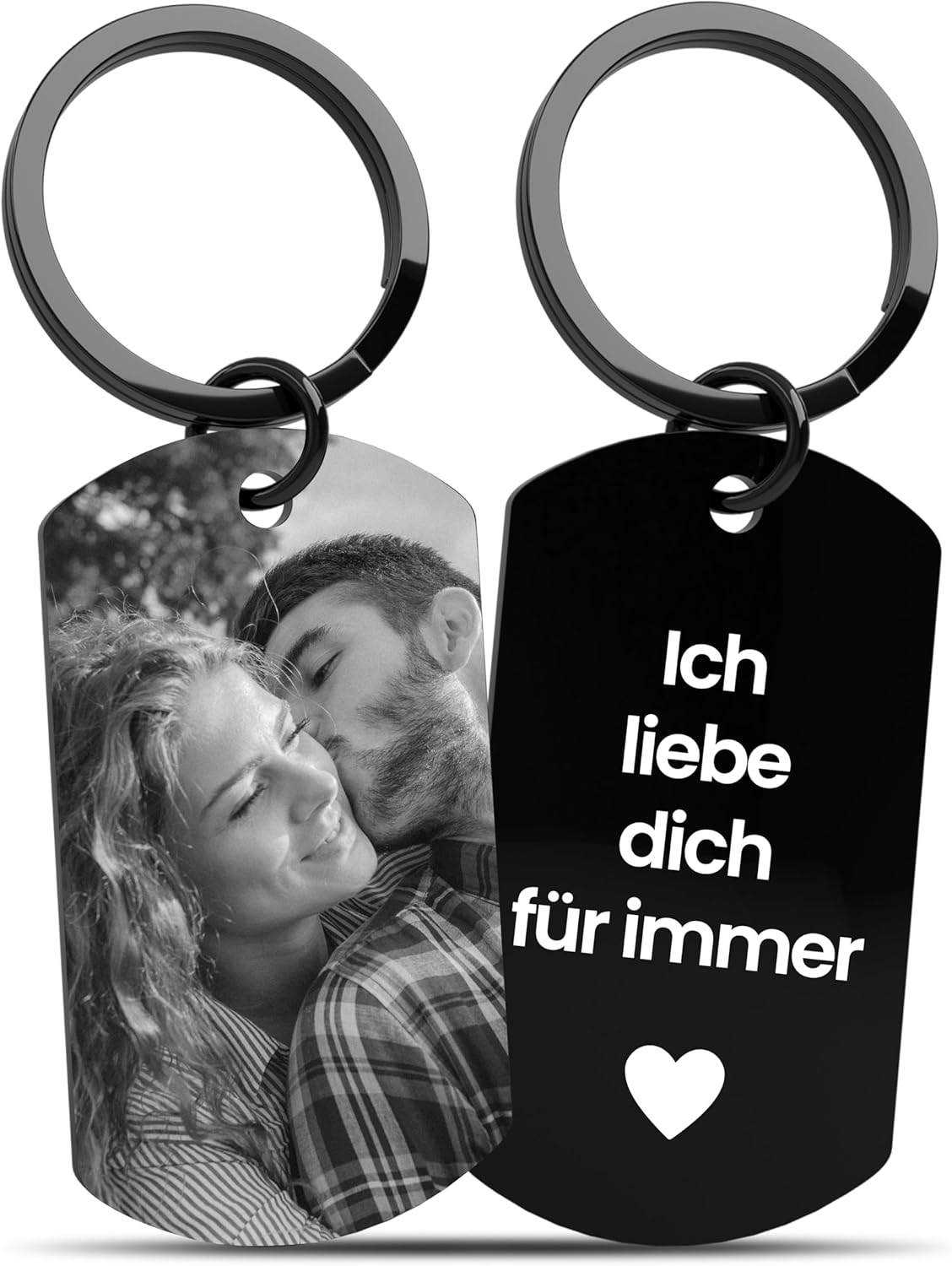 Personalisierter Schlüsselanhänger mit Foto und Gravur für Papa