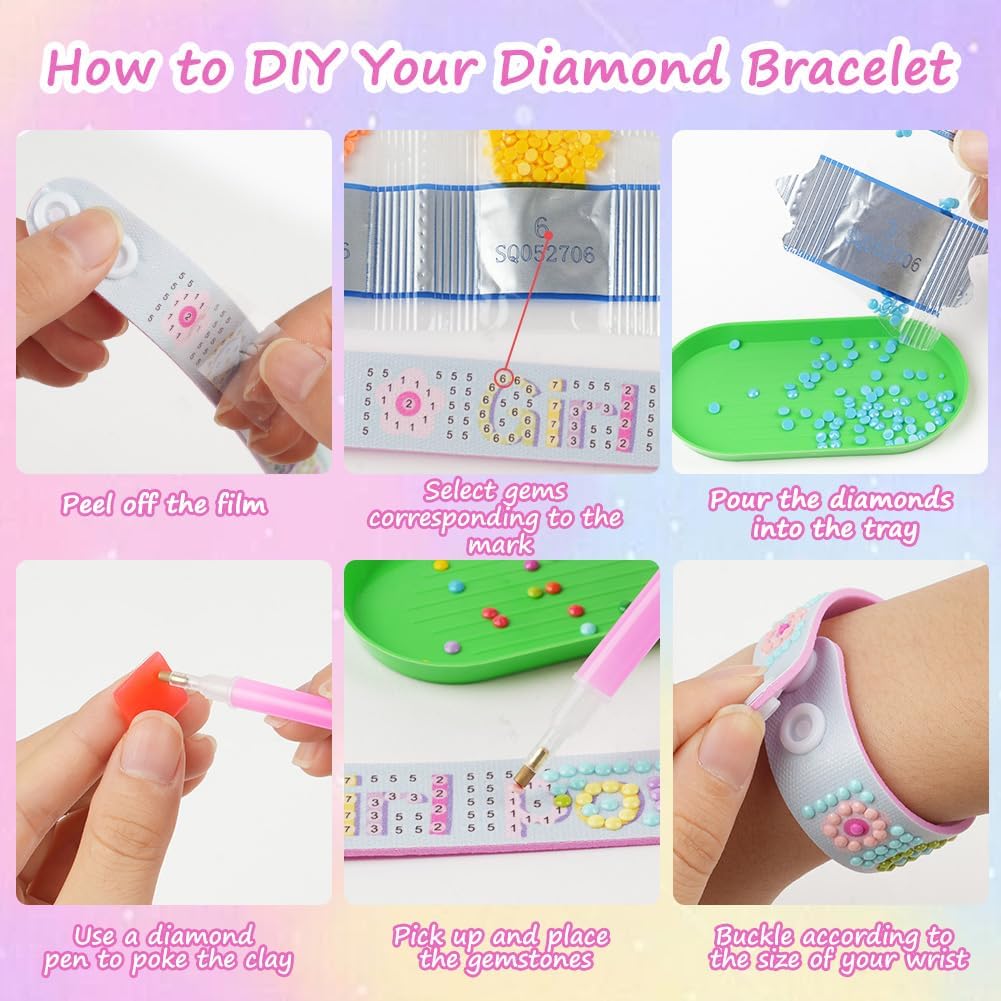 Diamond Painting Armbänder Set für Mädchen ab 6 Jahre – 6 Stück Bastelset