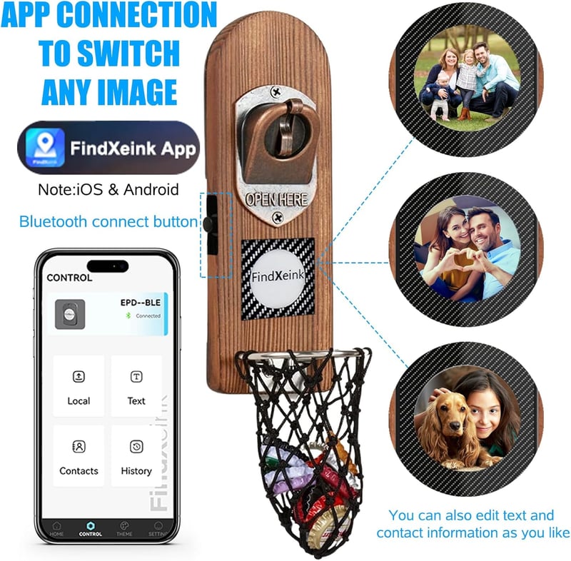 DIY E-Ink Wandflaschenöffner aus Holz mit Magnet, personalisierbar, für Männer