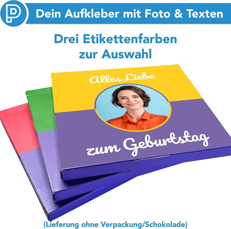 Personalisiertes Schokoladenetikett mit Foto & Text für Pralinés