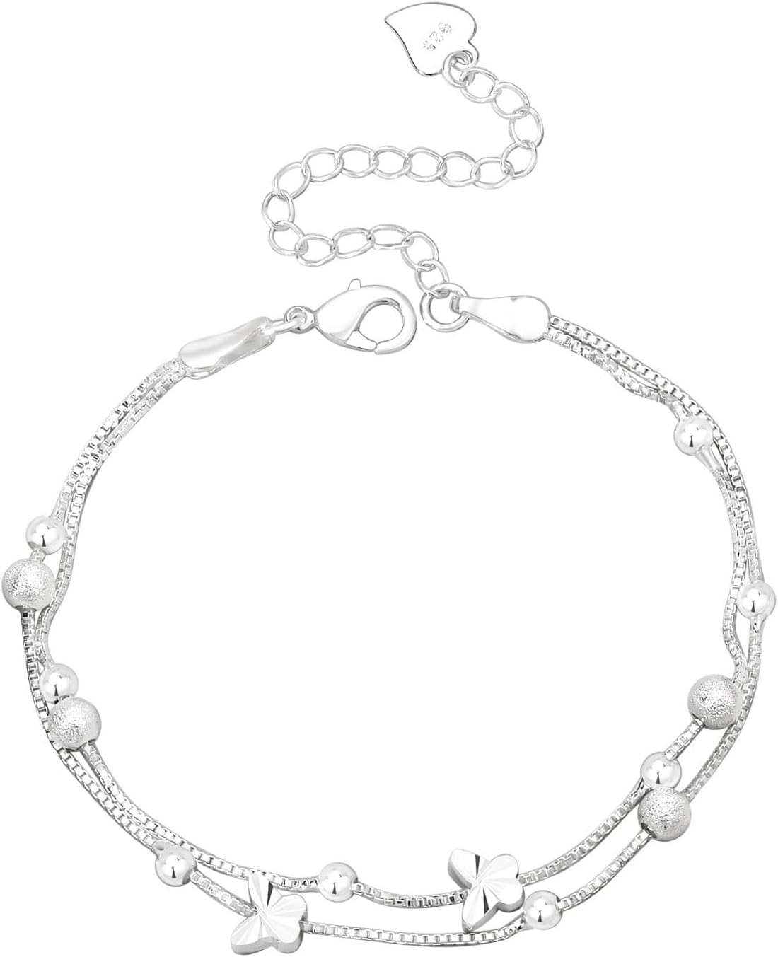 Personalisierte Silberarmband für Frauen – Einstellbare Handkette mit Charms