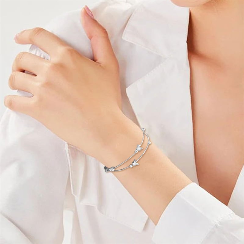 Personalisierte Silberarmband für Frauen – Einstellbare Handkette mit Charms