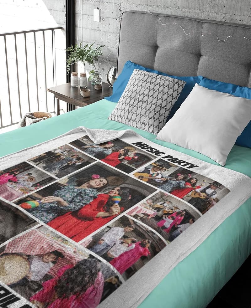 Personalisierte Fotodecke mit 9 Bildern – ideales Geschenk für Eltern und Paare
