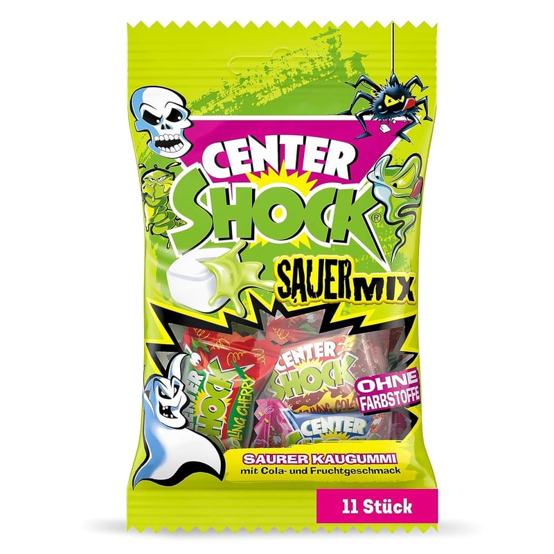 Center Shock Sour Mix Kaugummis, 11 Stück, ohne Farbstoffe, 44g