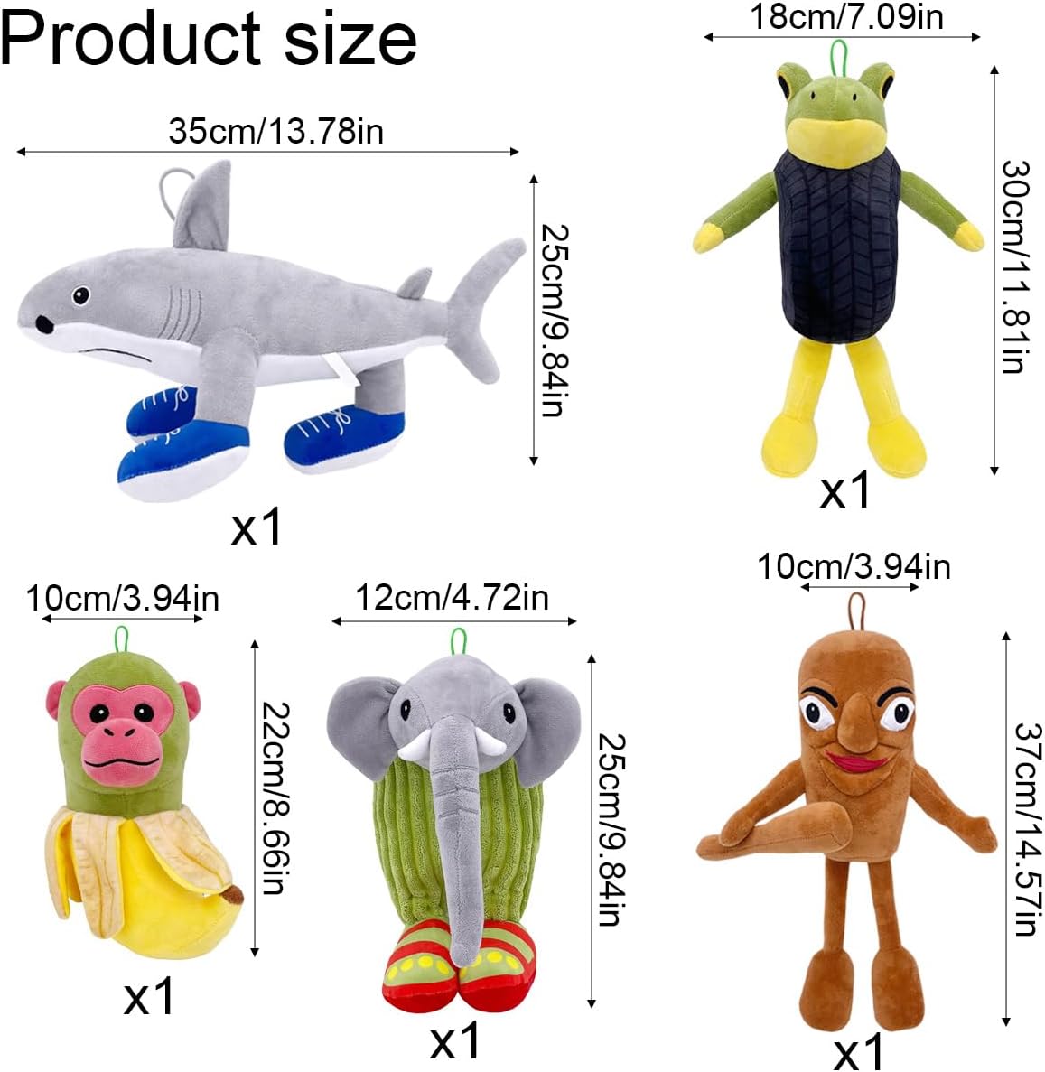 5er Set Plüschfiguren - Lustiges Geschenk für Kinder und Erwachsene