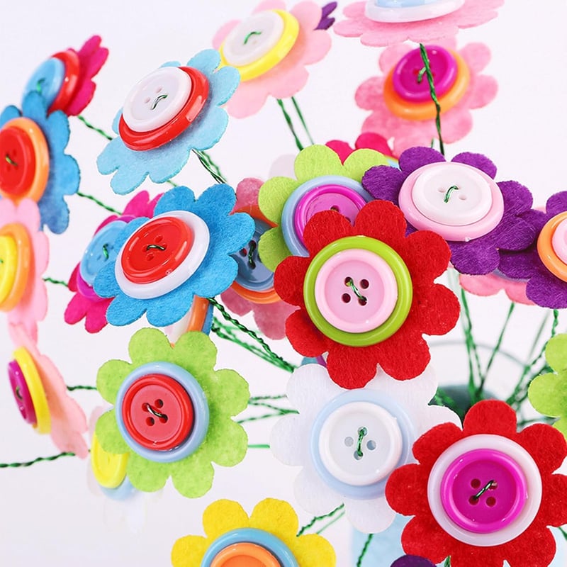 Bastelset für Kinder: Blumenstrauß aus Filz und Knöpfen, 4-10 Jahre