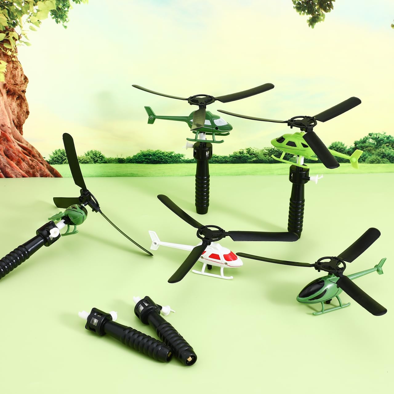 Kreatives DIY Spielzeug - 5 Stück fliegende Hubschrauber für Kindergeburtstag