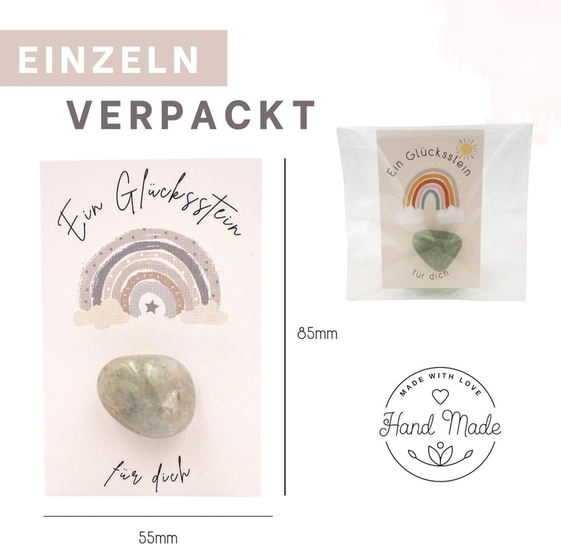 Glückssteine Set für Kindergeburtstag - 12er Mitgebsel, fertig verpackt