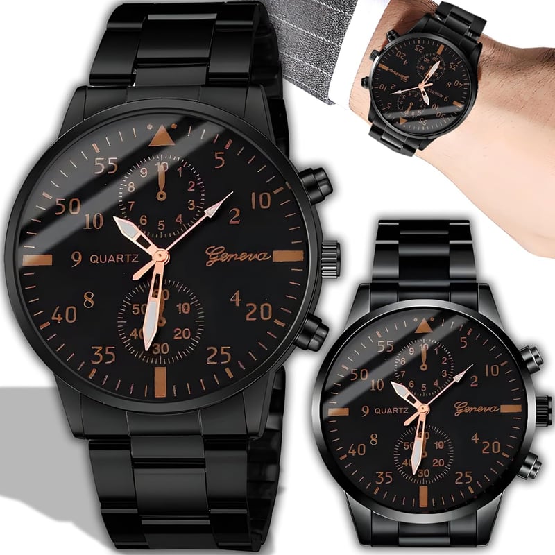 Schwarze Minimalistische Herren-Armbanduhr aus Edelstahl für Paare