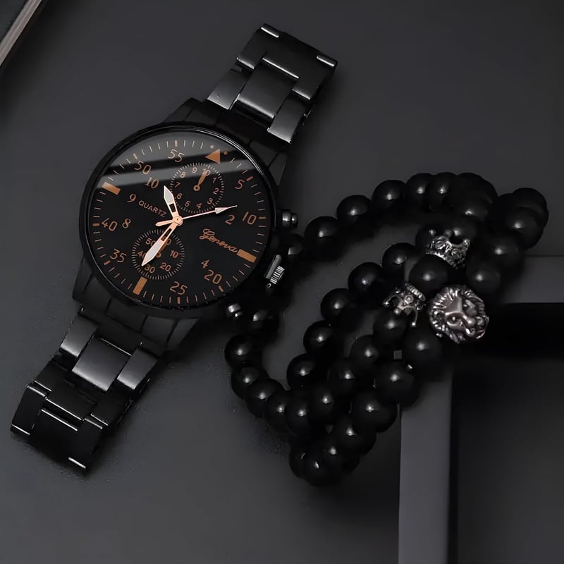 Schwarze Minimalistische Herren-Armbanduhr aus Edelstahl für Paare
