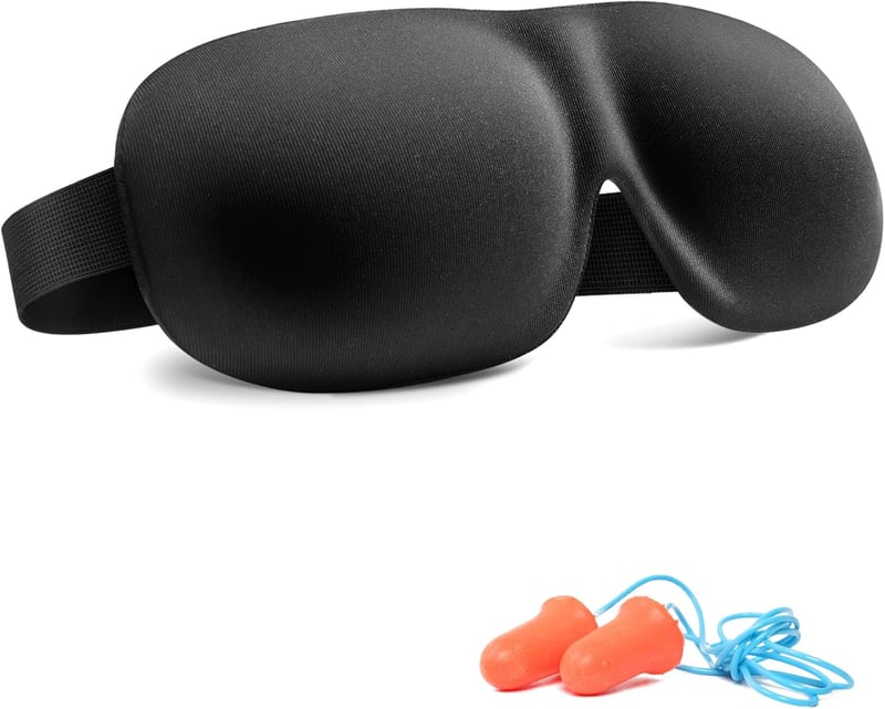 Trilancer 3D Schlafmaske aus Memory Schaum mit Ohrstöpseln