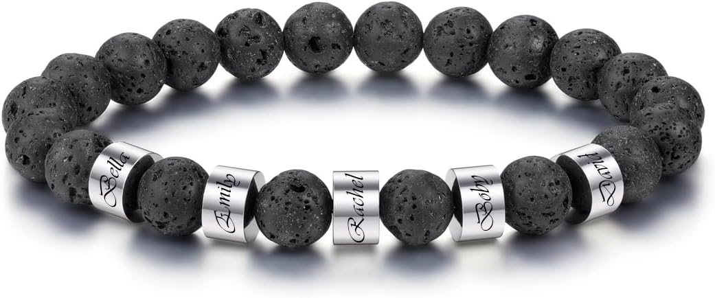 Personalisierte Namensgravur Herrenarmband aus Perlen