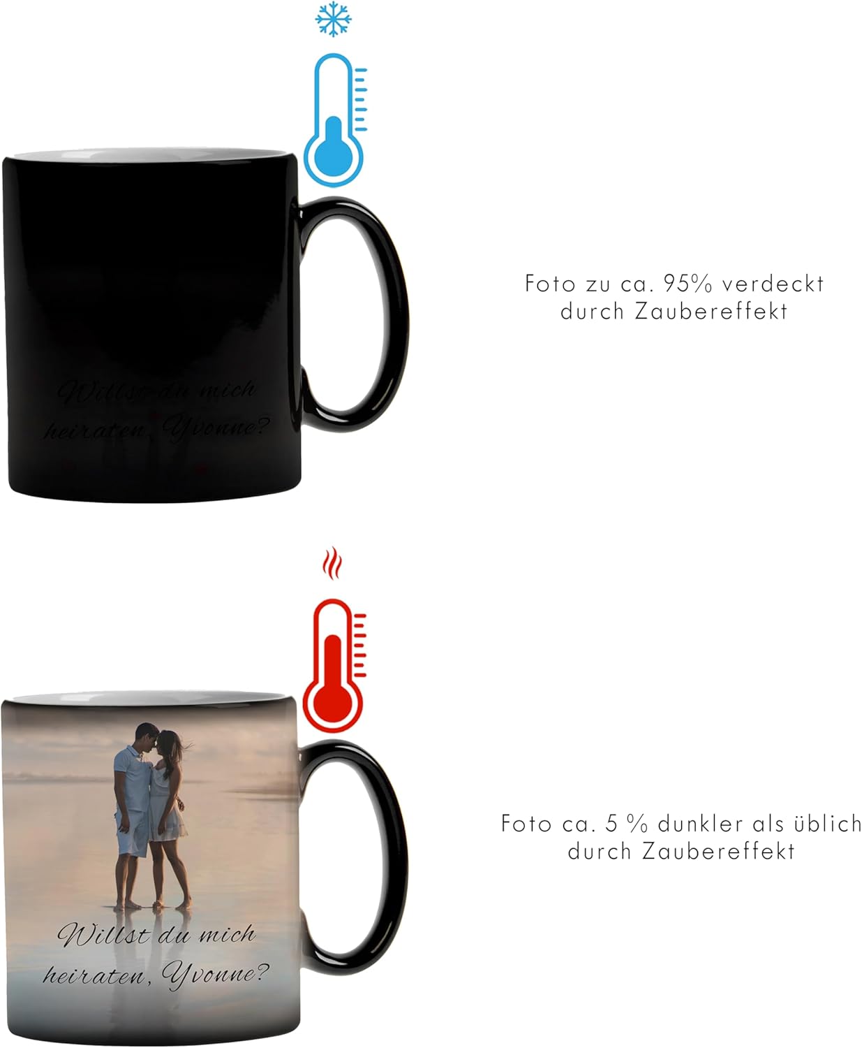 Personalisierte Farbwechseltasse mit Foto und Text – 325ml Keramik