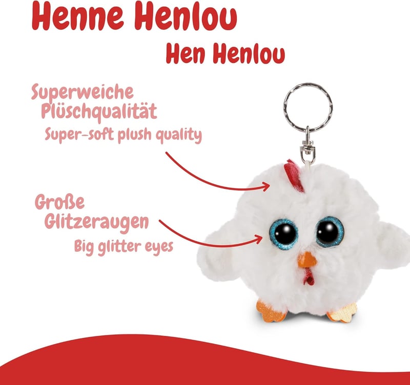 Glubschis Schlüsselanhänger Henne Henlou 9 cm – Kuscheltier für Schlüsselbund