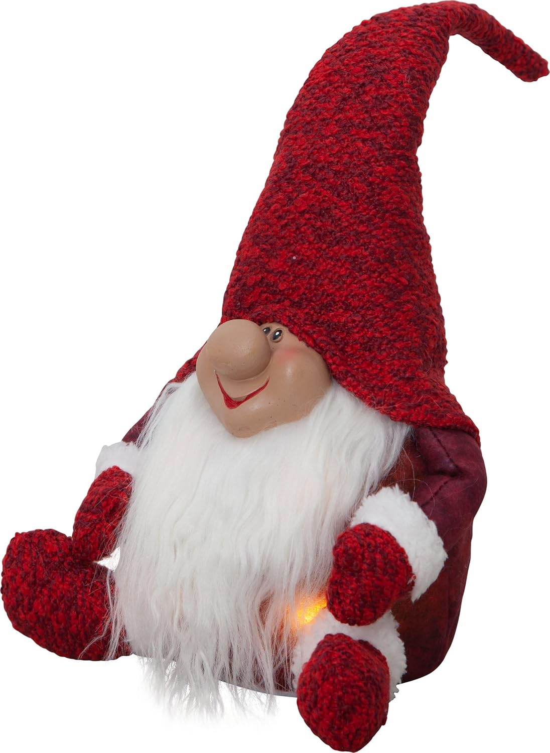 Weihnachtsdeko Wichtelfigur aus Stoff, batteriebetrieben, 34 cm